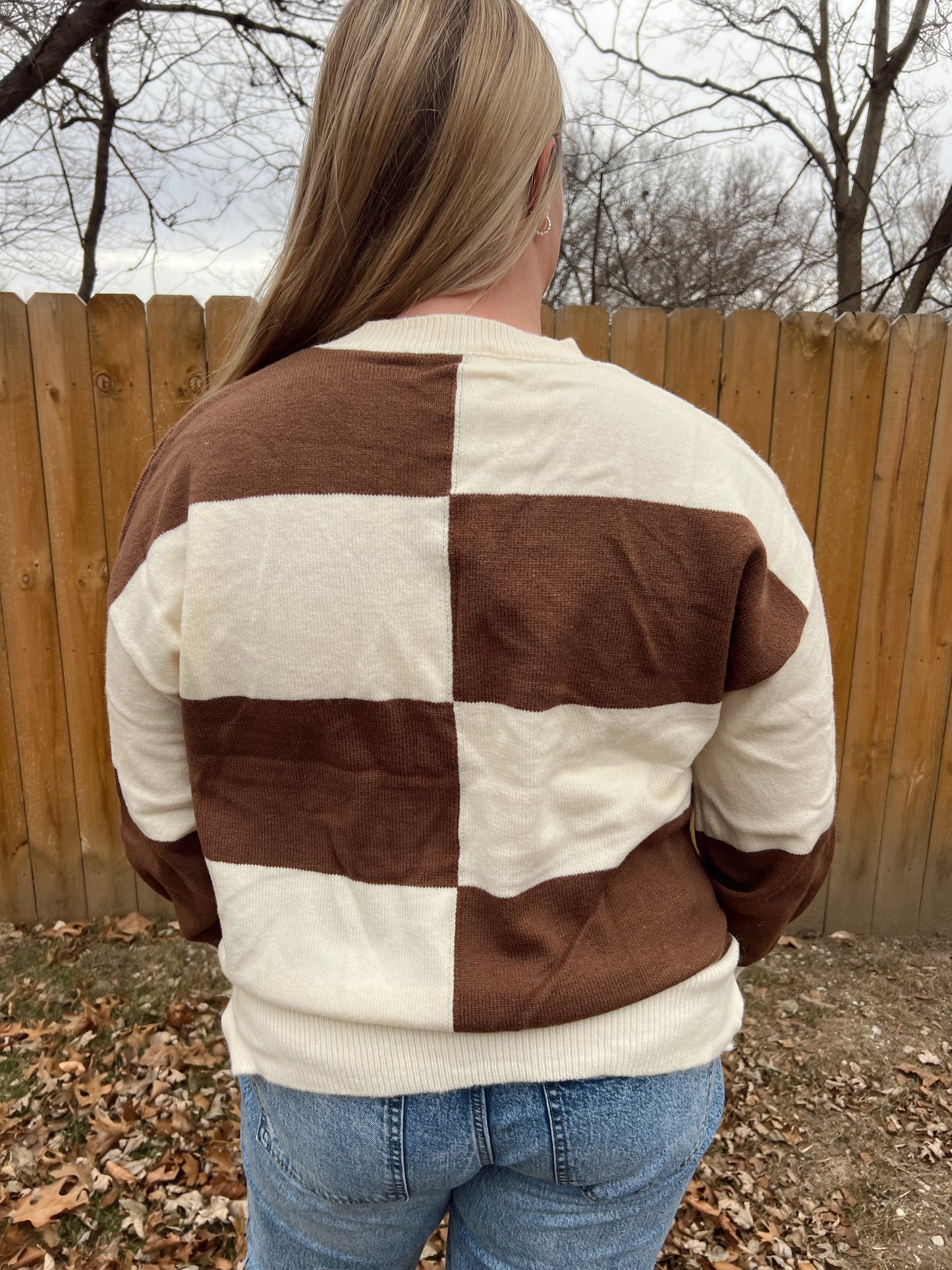 Brown Checkered Sweater